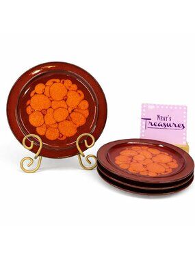 Hutschenreuther Germany HUT1213 Red Orange Floral Ceramic Salad Plates Set of 4